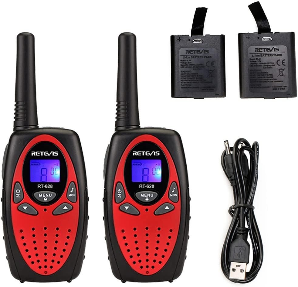 Kids Walkie Talkies Rechargeable 2 Pack VOX 8 Channel Gift Red