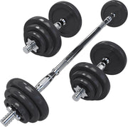 20kg Adjustable Dumbbell Barbell Set Cast Iron Weights Home Gym