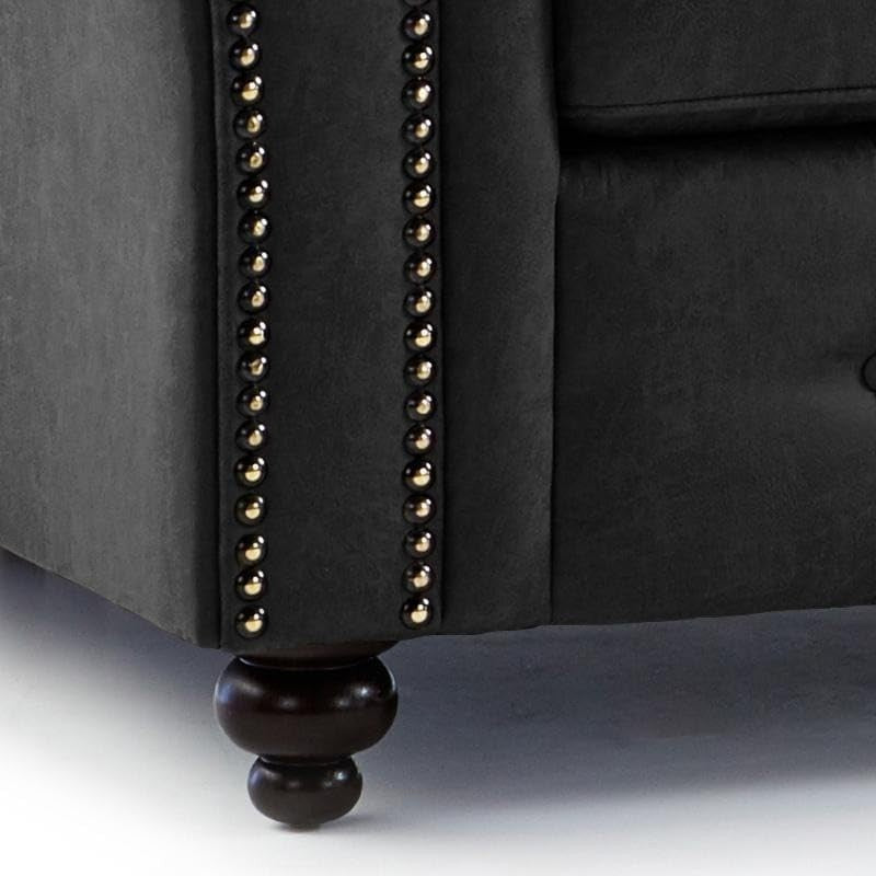 Large Corner Sofa Set 5 Seater – High Back Faux Leather 2C2 Couch Black