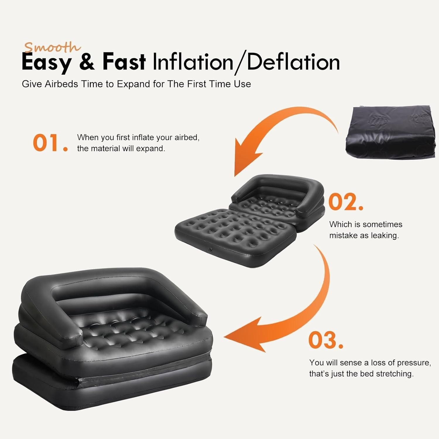 Inflatable Double Air Sofa Bed 198x137x61cm Outdoor Camping Couch
