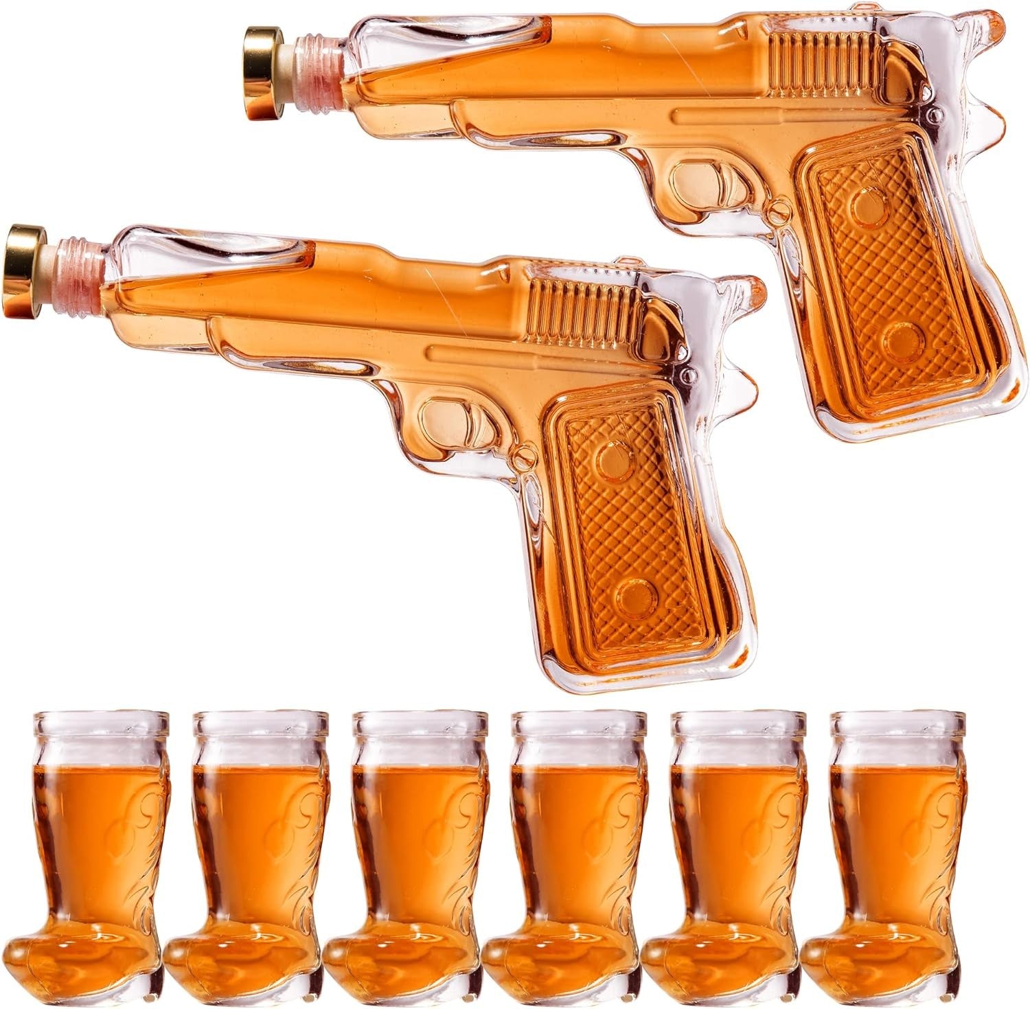 Whiskey Gun Decanter Set with Shot Glasses & Holster – Party Bar Gift
