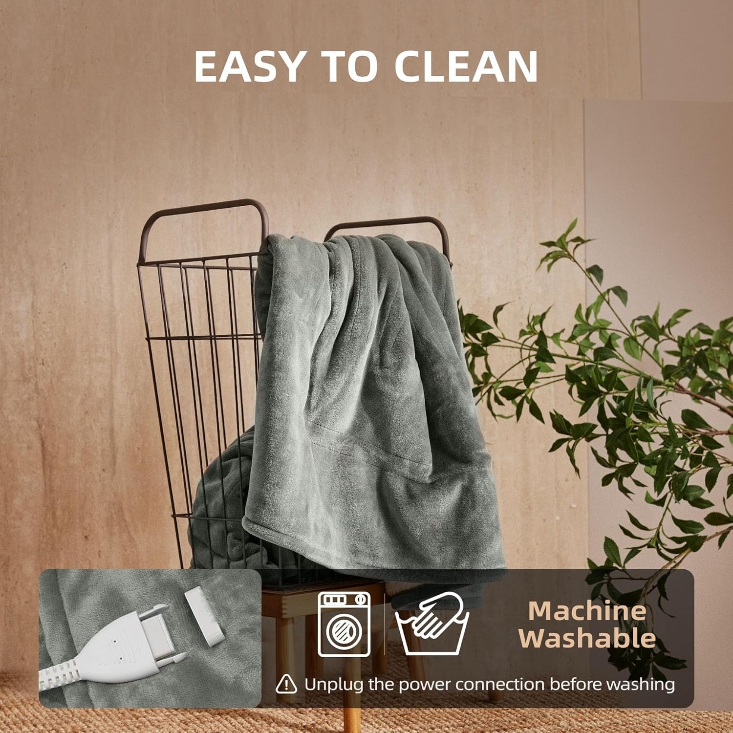 Electric Heated Throw Blanket 130x160cm 6 Heat Washable Sofa Bed