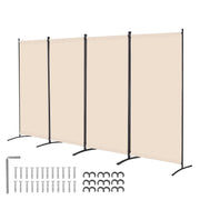 4 Panel Beige Folding Room Divider Privacy Screen Partition 364x184cm