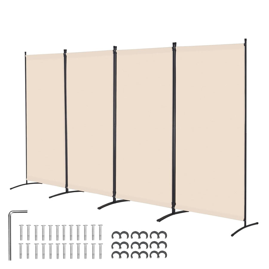 4 Panel Beige Folding Room Divider Privacy Screen Partition 364x184cm