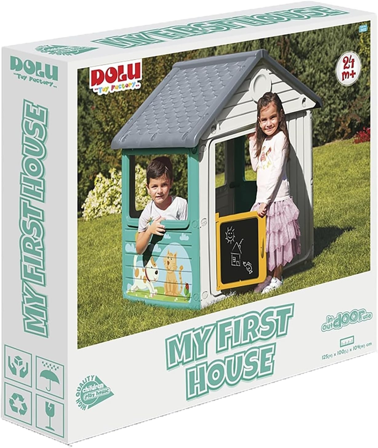 Kids Playhouse Indoor Outdoor Plastic Garden House w Windows