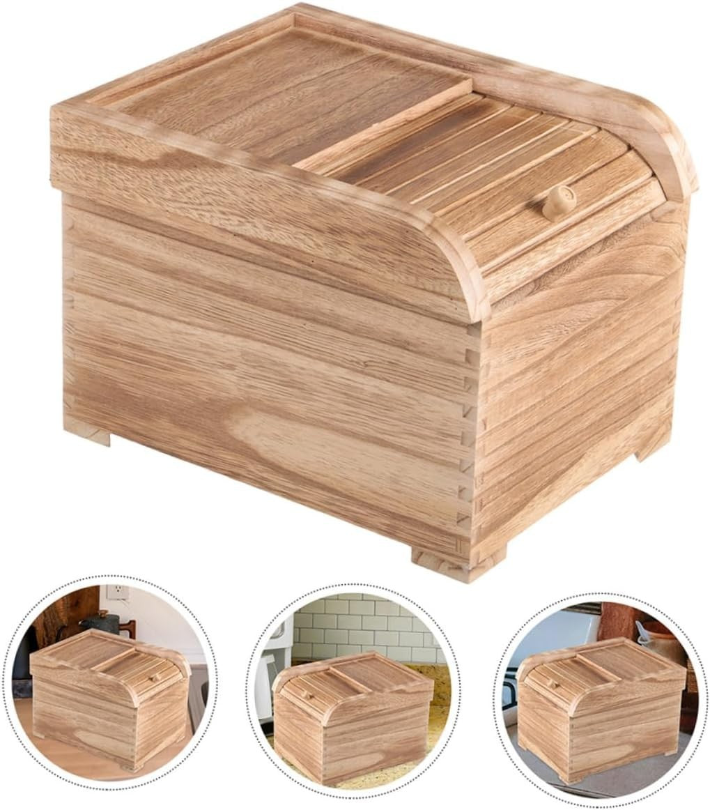 10KG Solid Wood Rice Container Airtight Food Storage Box with Lid