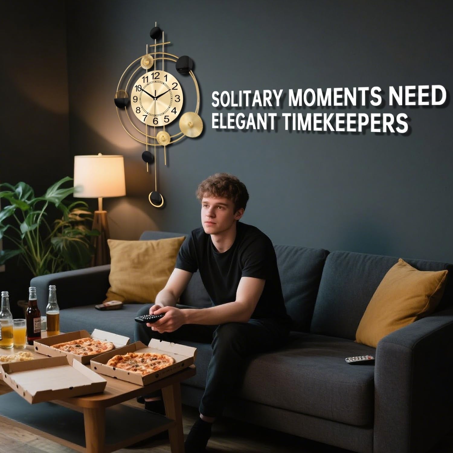 39×71cm Gold Modern Pendulum Wall Clock – Silent Quartz Large Decorative Clock