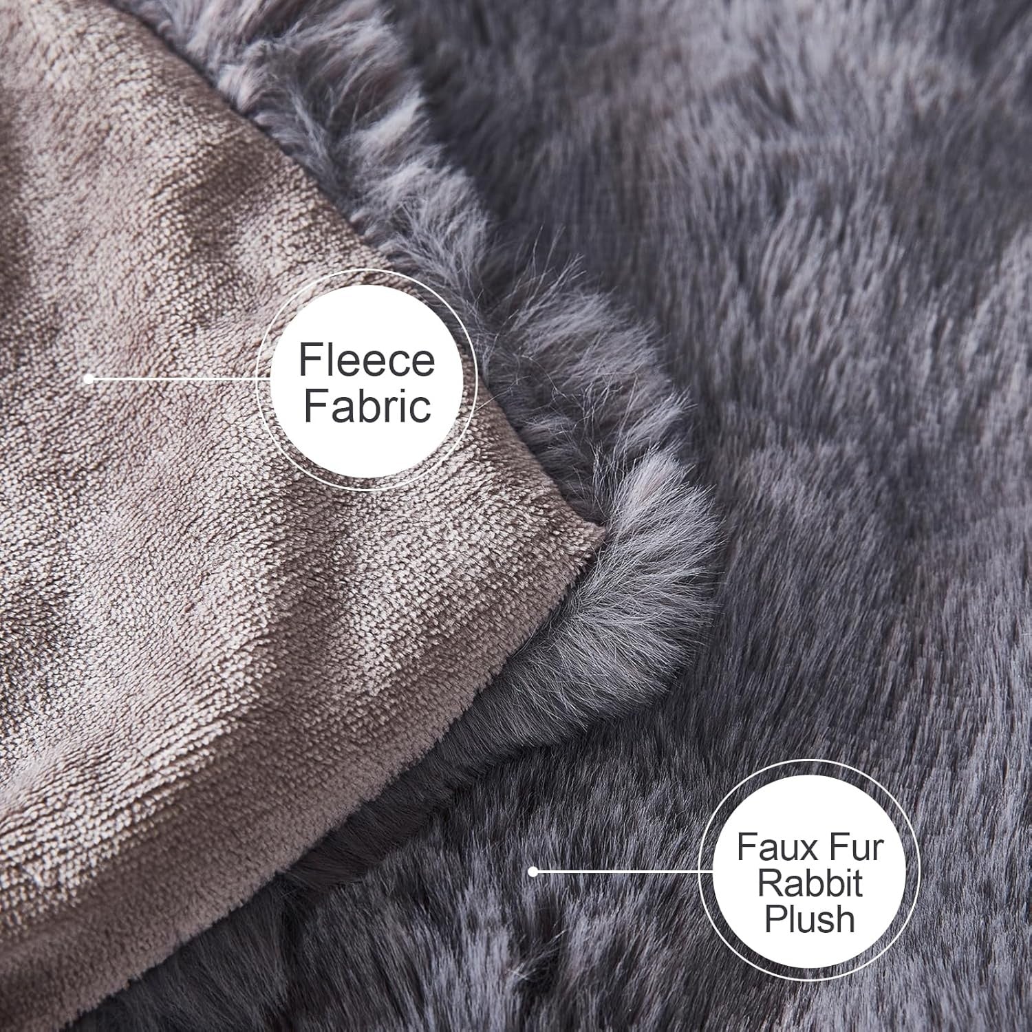 Luxury Thick Plush Fleece Throw Blanket Soft Warm Sofa Bed Dark Grey 100x160cm
