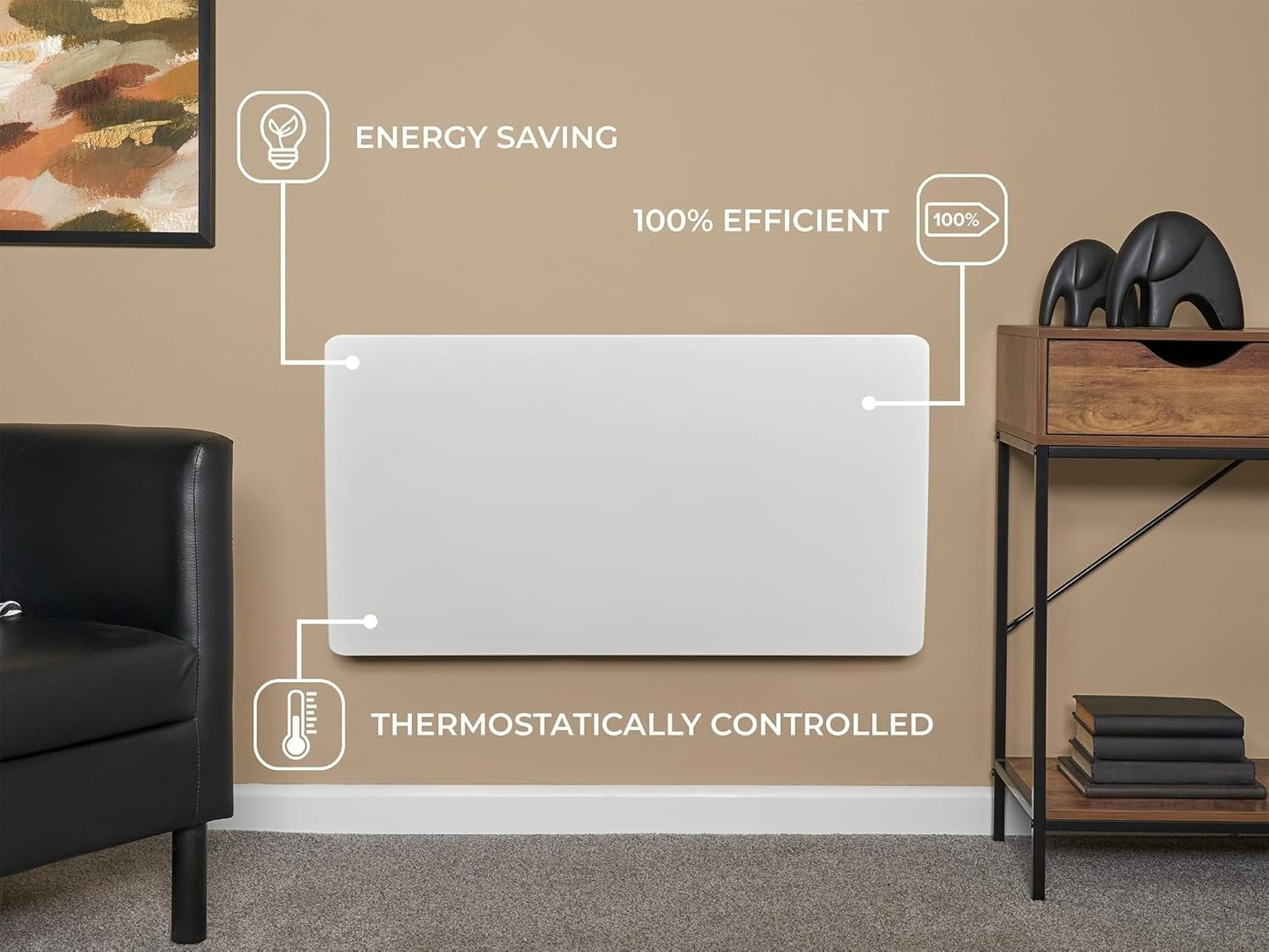 2000W Ceramic Core Electric Radiator Wall-Mounted LCD Timer Heater