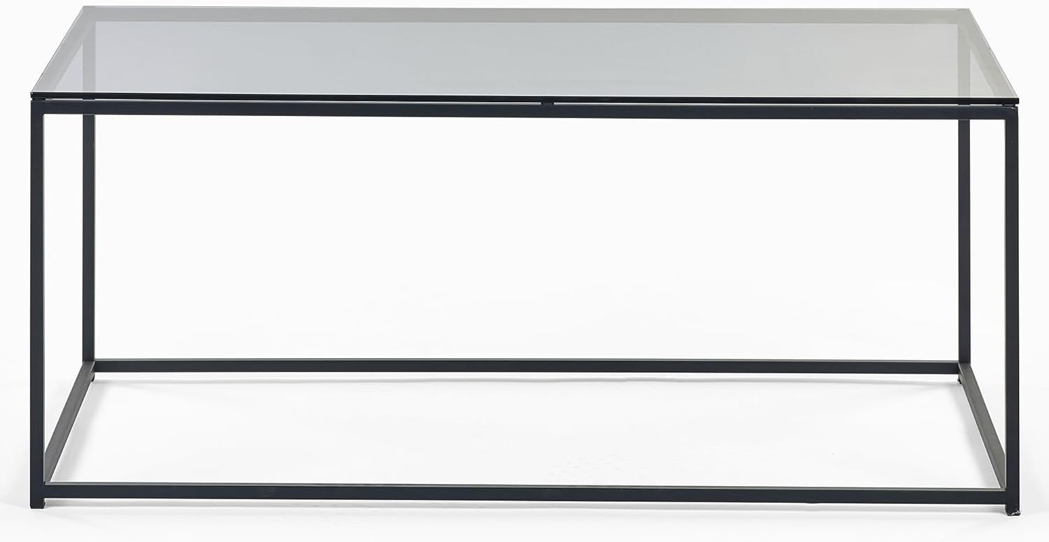 Rectangular Coffee Table, Smoked Glass & Black 110x60x45cm