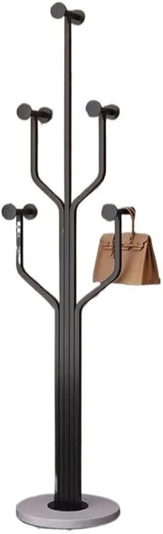 Modern Black Metal Coat Rack Stand | Freestanding Hall Tree with Marble Base 175