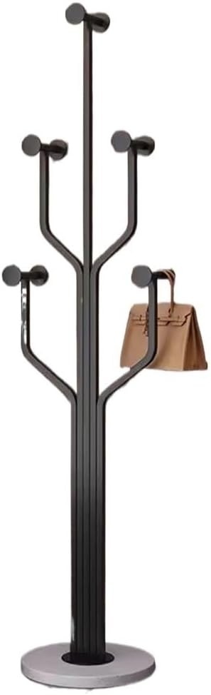 Modern Black Metal Coat Rack Stand | Freestanding Hall Tree with Marble Base 175