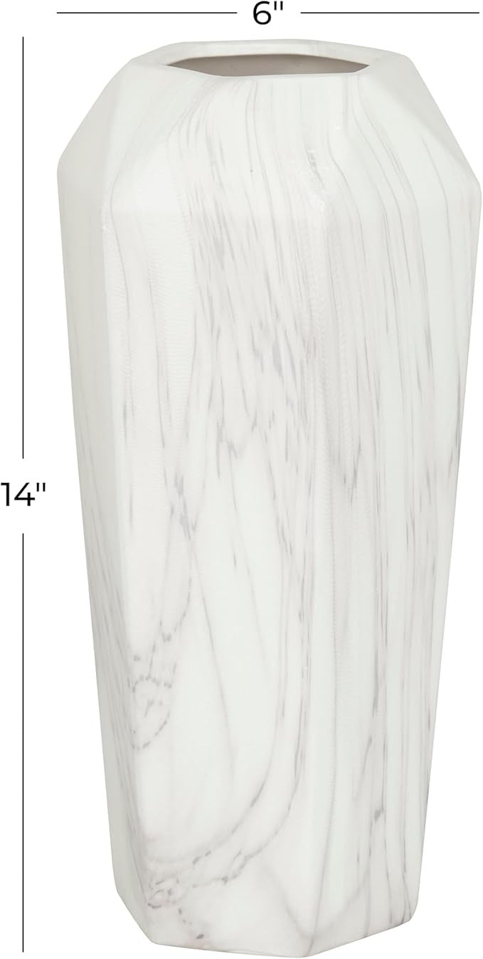 Tall White Stoneware Vase Modern Minimalist Floor Decor 14in Home Accent