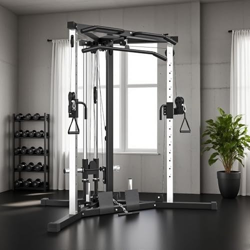 Black Multifunction Home Gym Machine Lat Pulley Pull-Up Station 100kg