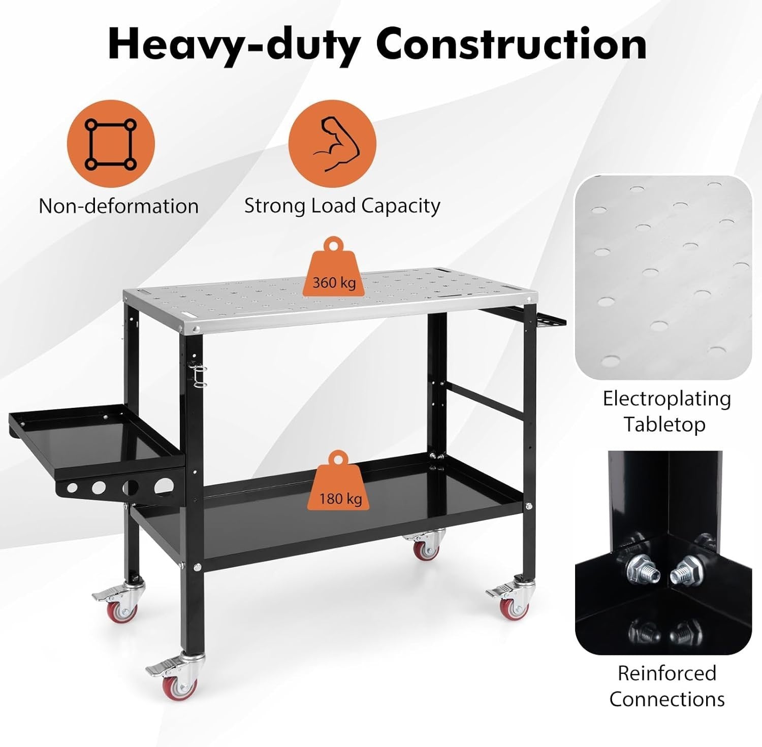 Heavy Duty Welding Table 36x18" 580kg Load Portable Workbench w/ Wheels