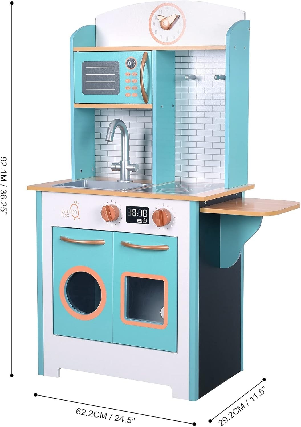 Retro Wooden Kids Play Kitchen Blue Pretend Cooking Toy Set