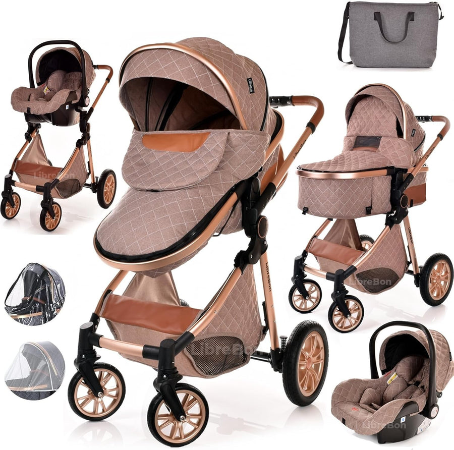 3 in 1 Baby Pram Pushchair Lightweight Folding Buggy from Birth 0-36m