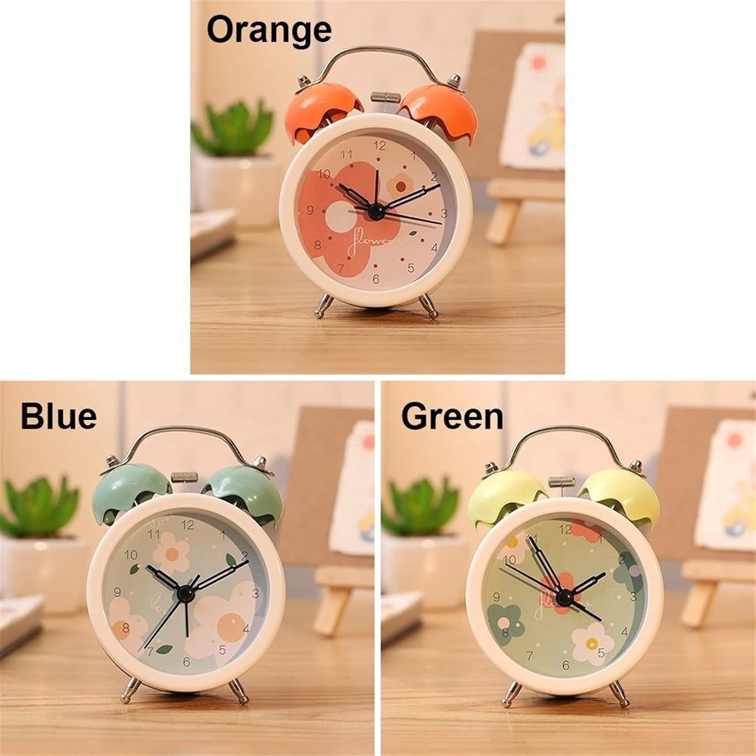 Mini Twin Bell Alarm Clock Loud Heavy Sleepers Silent Retro Bedside Desk