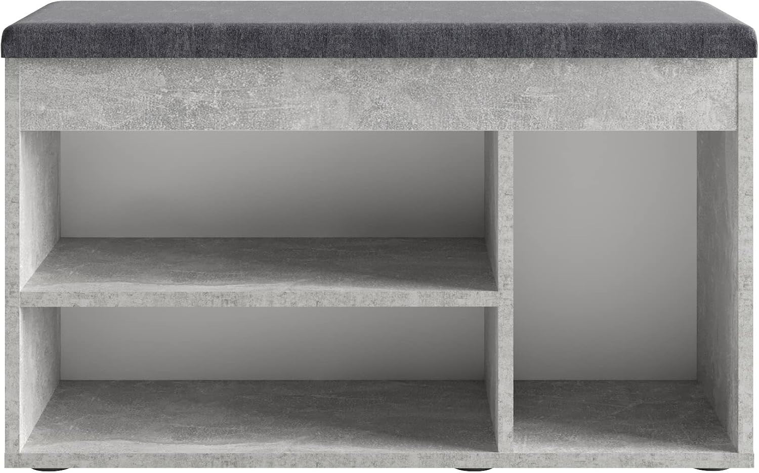 Concrete Grey Shoe Storage Bench with Cushion – Entryway Hallway Seat 80cm