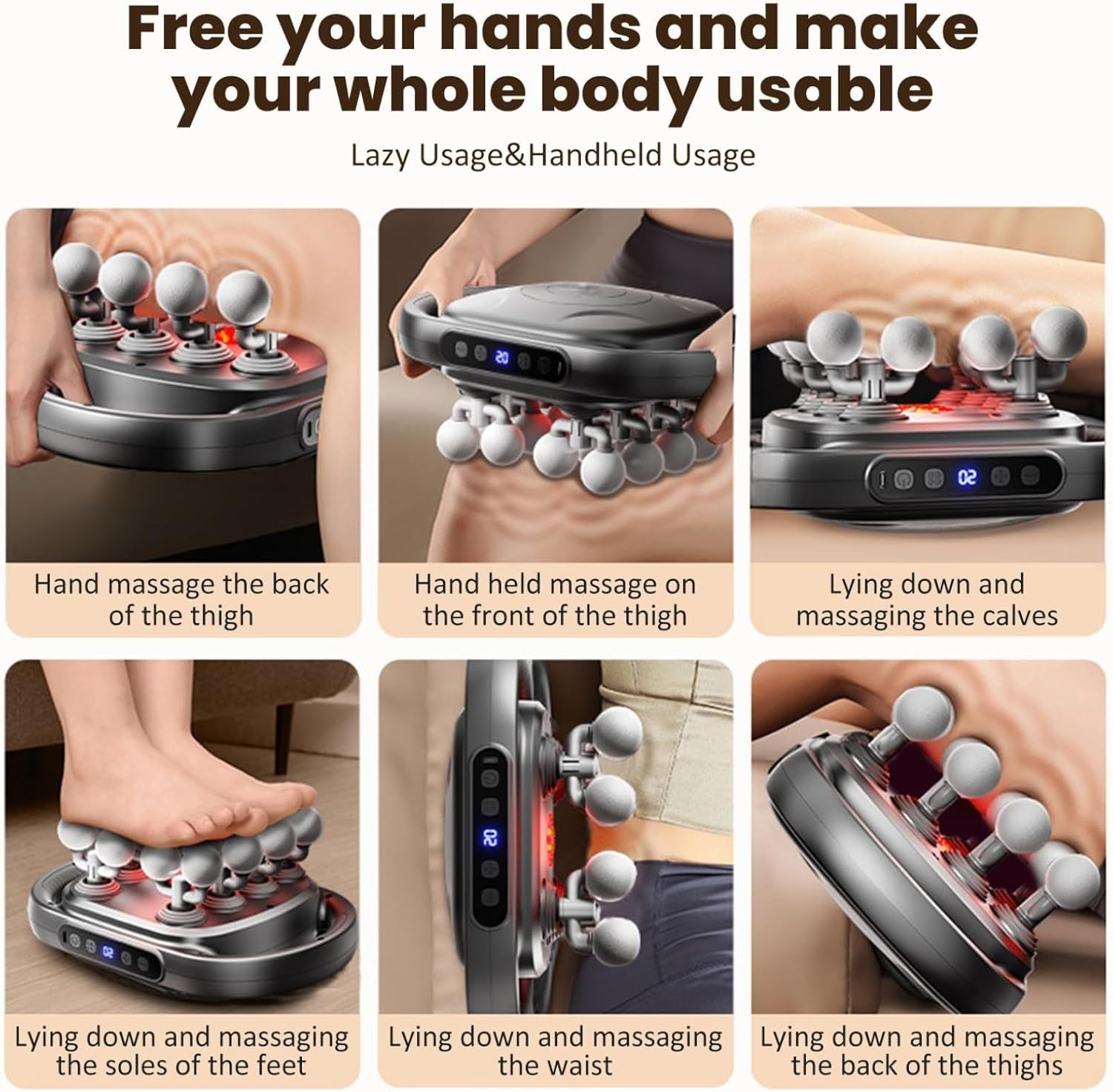 16 Head Deep Tissue Back Massager 30 Intensities Full Body Muscle Relief
