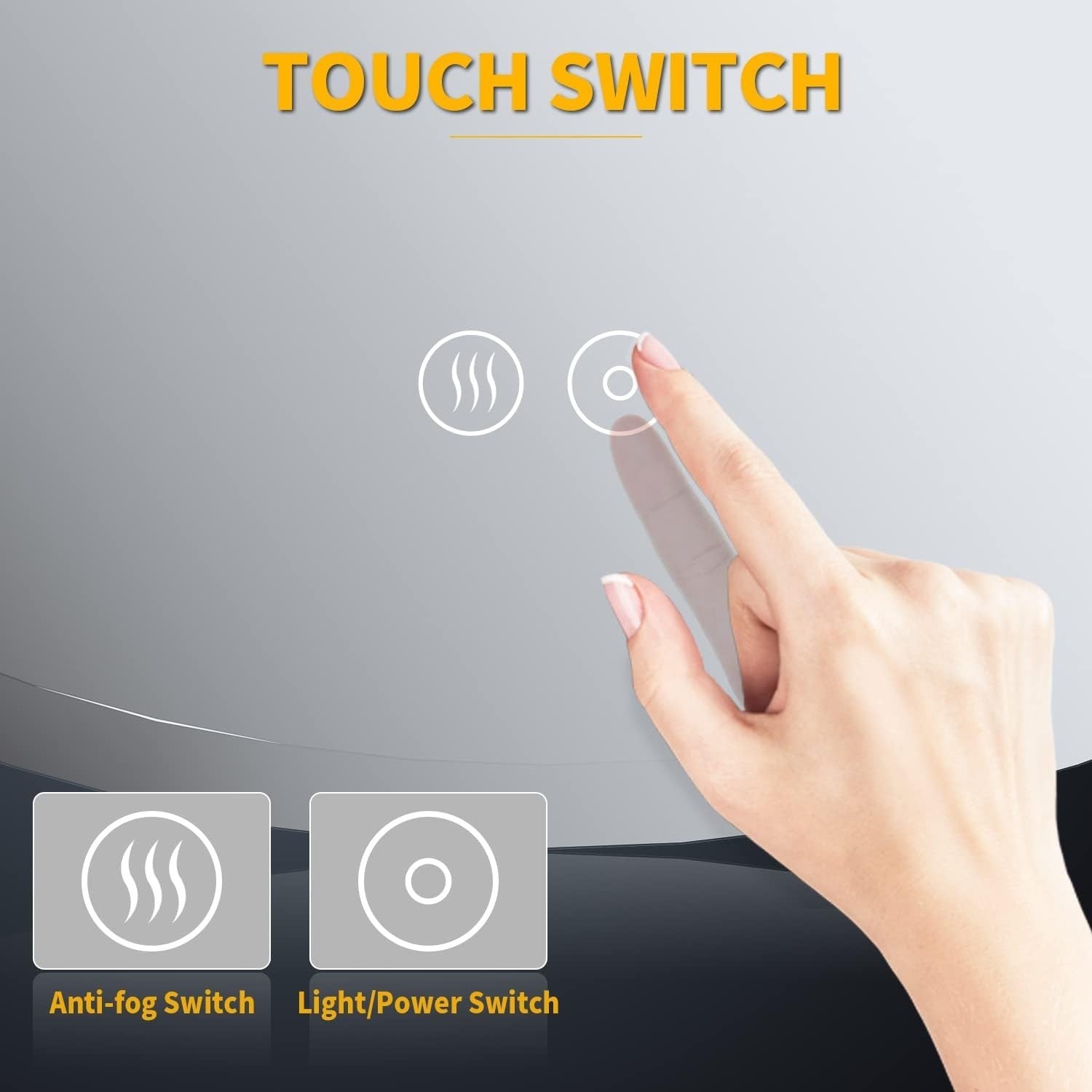 Round LED Bathroom Mirror 60cm Anti-Fog 3 Light Modes Wall Mounted Touch