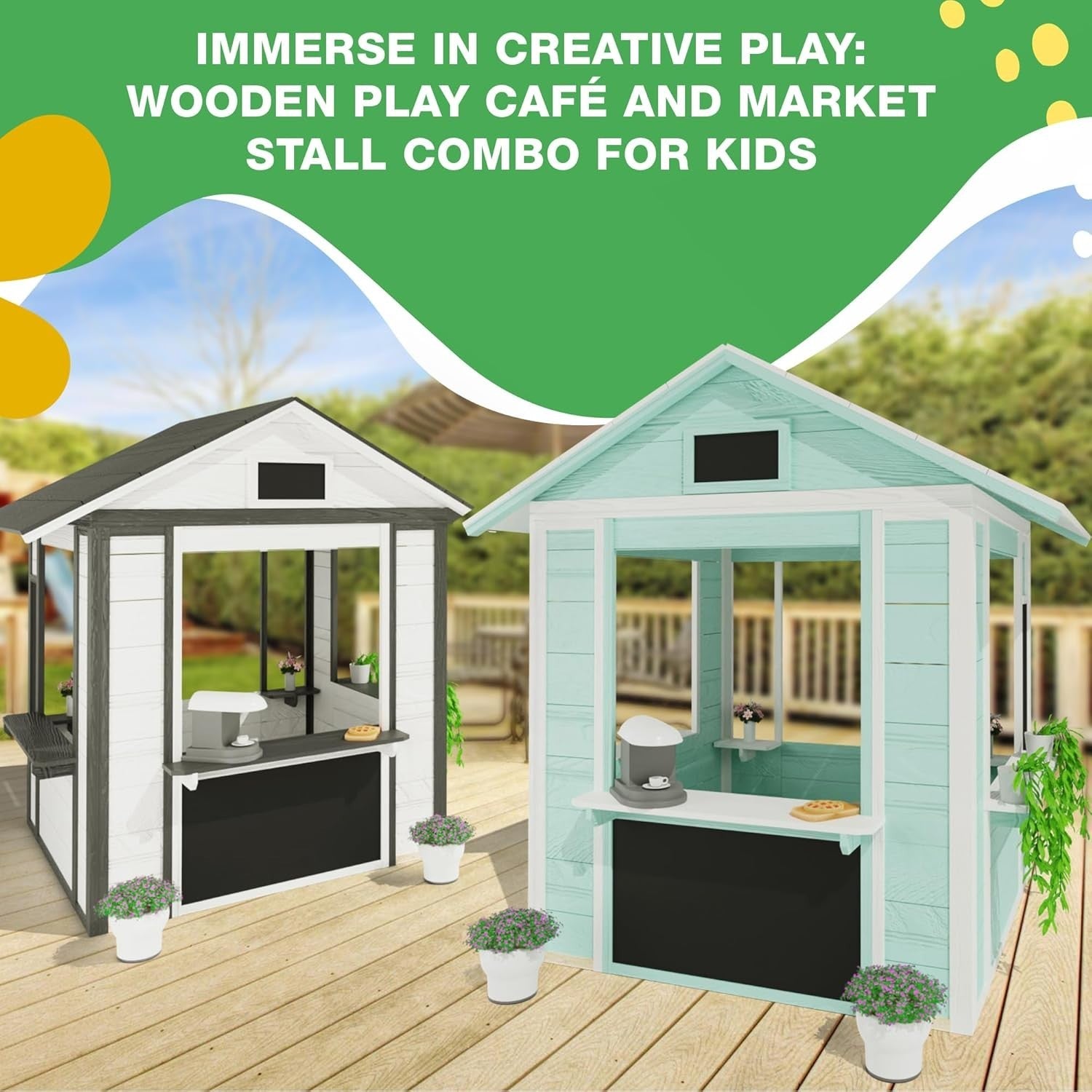Wooden Kids Café Playhouse Market Stall Indoor Outdoor Shop