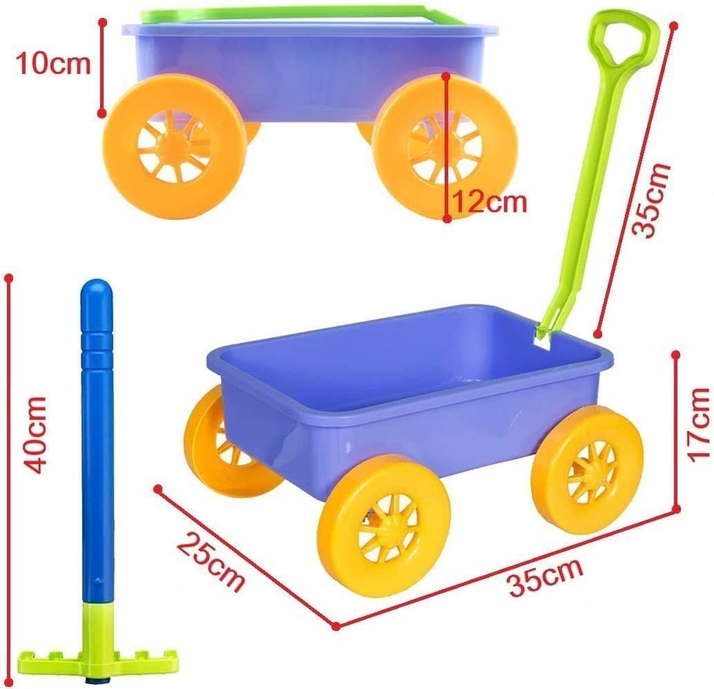 60L 4-Wheel Kids Garden Wagon & Multicolour Toy Wheelbarrow with Tools Set