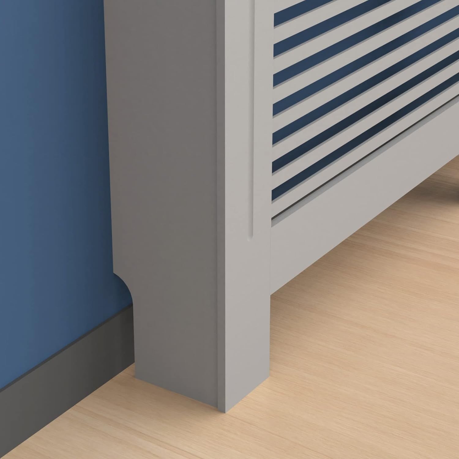 Modern Grey Radiator Cover Cabinet 92cm MDF Slatted Heater Shelf