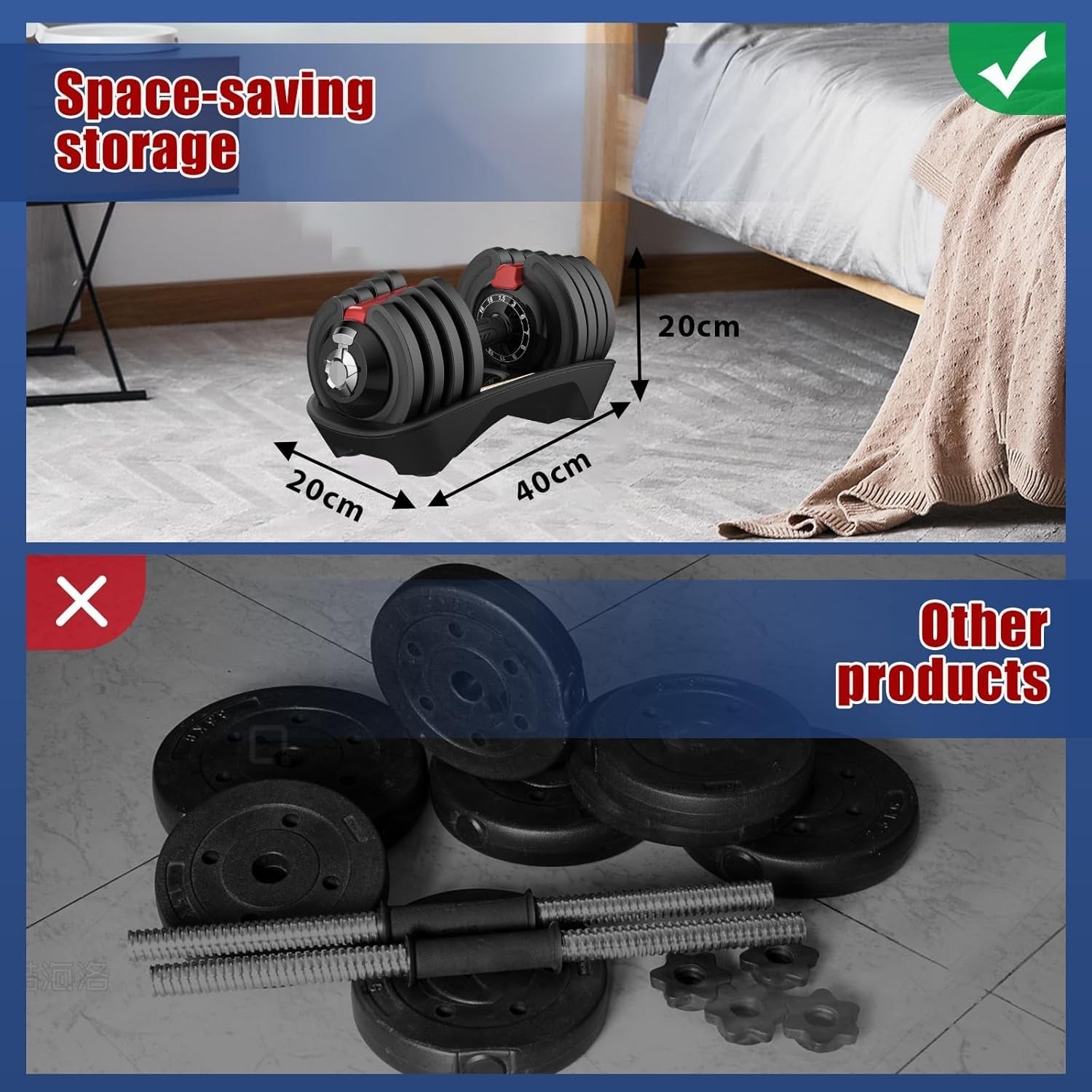 18kg Adjustable Dumbbell Single 12-in-1 Quick Change Cast Iron Home Gym