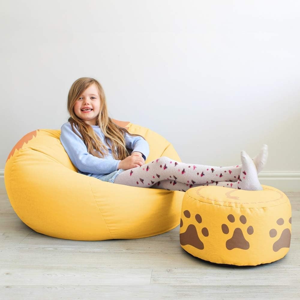 Kids Lion Bean Bag Chair Washable Toddler Seat Soft Safe Playroom Decor