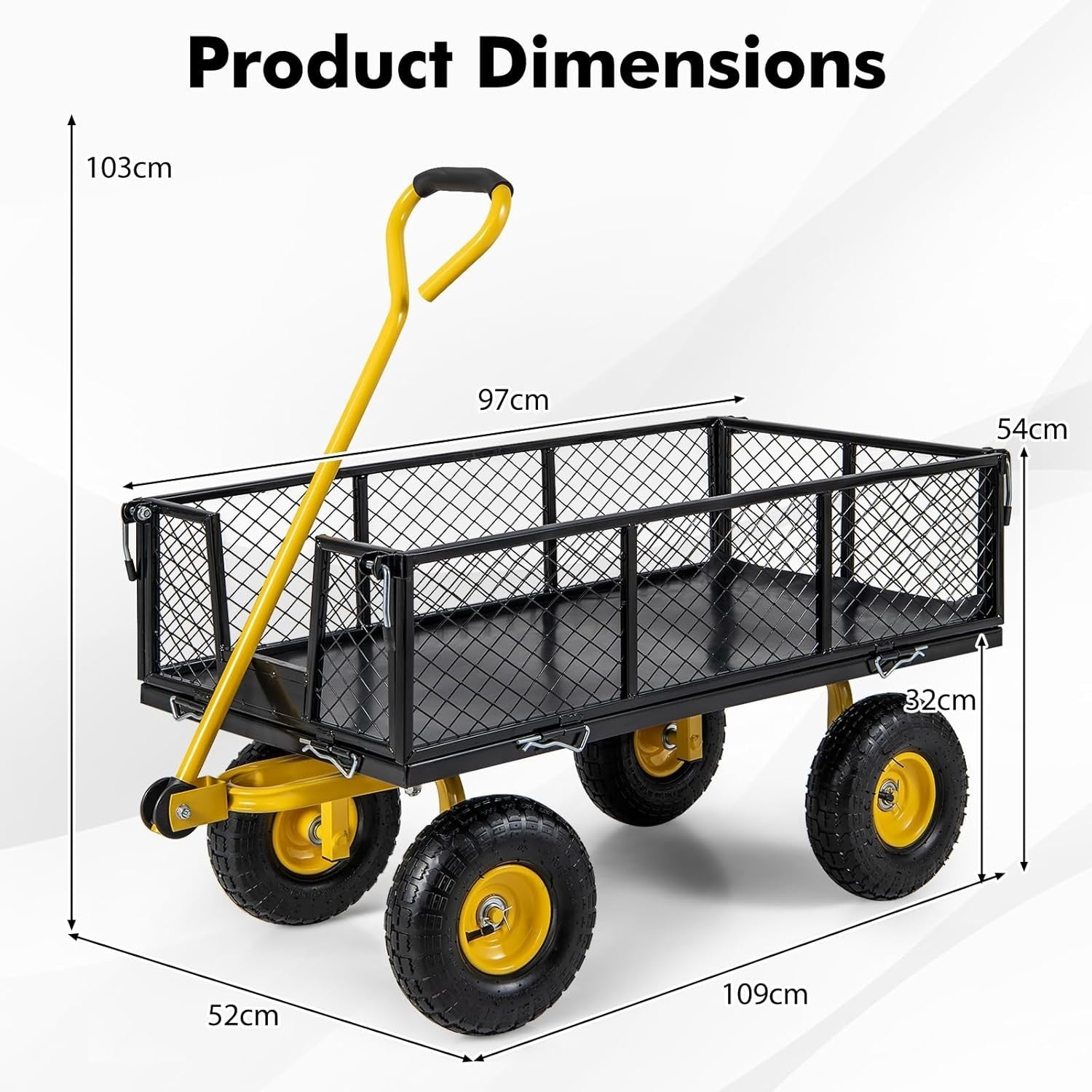 3-in-1 Heavy Duty Garden Cart 400kg Utility Wagon Flatbed w/ Removable Sides