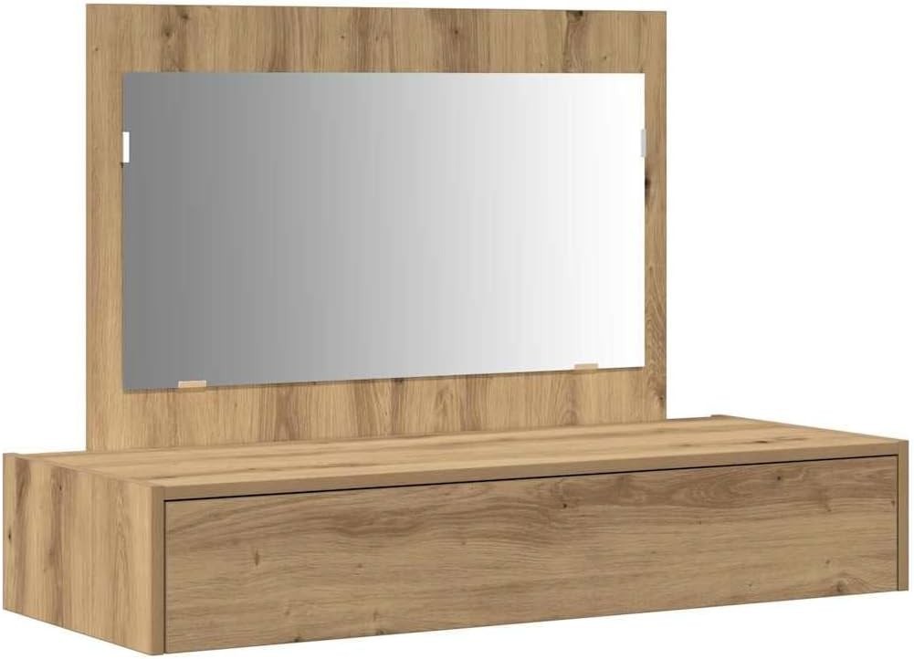 Modern Artisan Oak Vanity Desk Dressing Table Makeup Organiser 100cm Wide