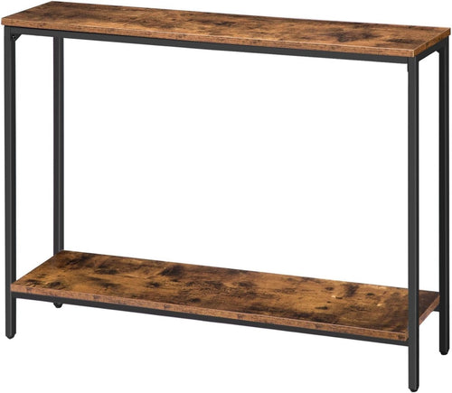 Slim Console Table 120cm with Storage Shelf – Industrial Rustic Design