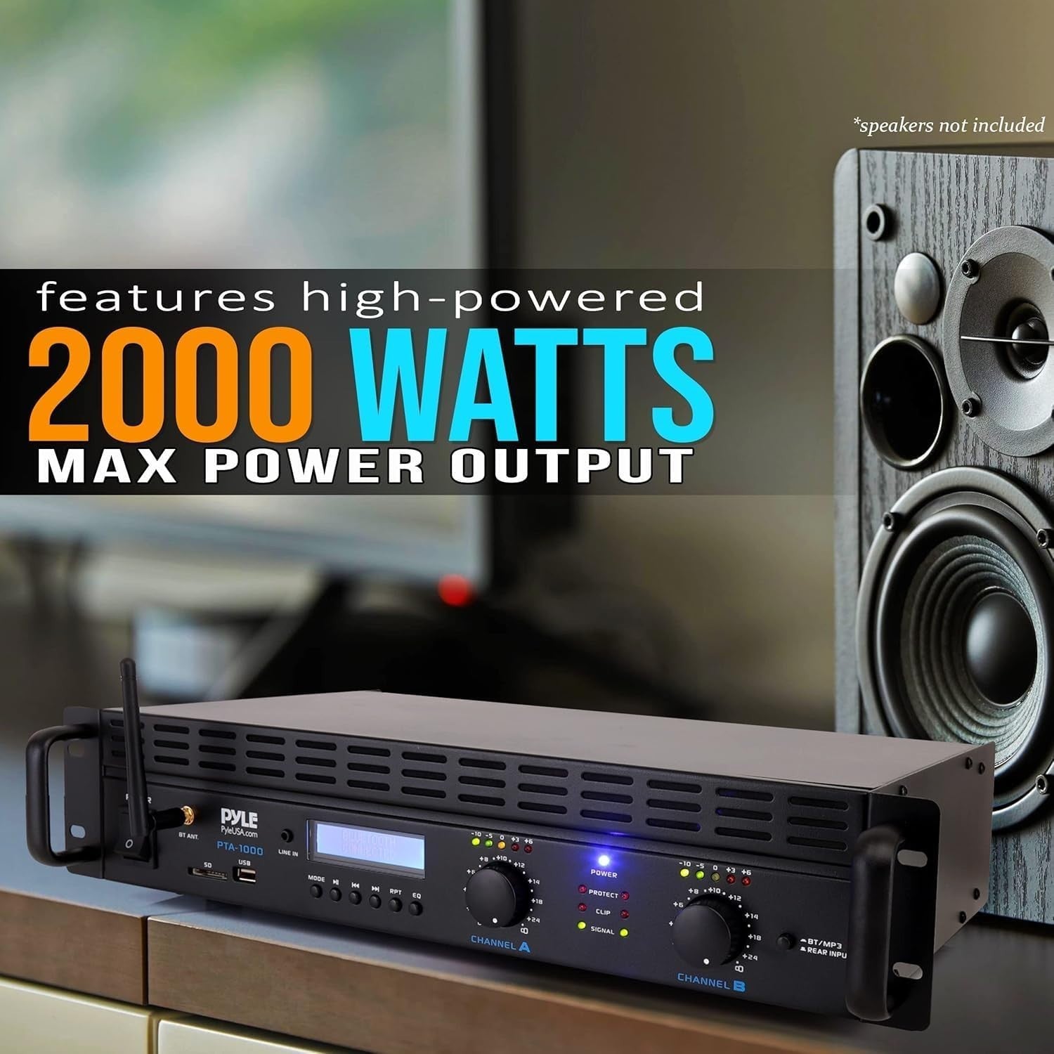 2000W Bluetooth Stereo Power Amplifier Rack Mount DJ Home
