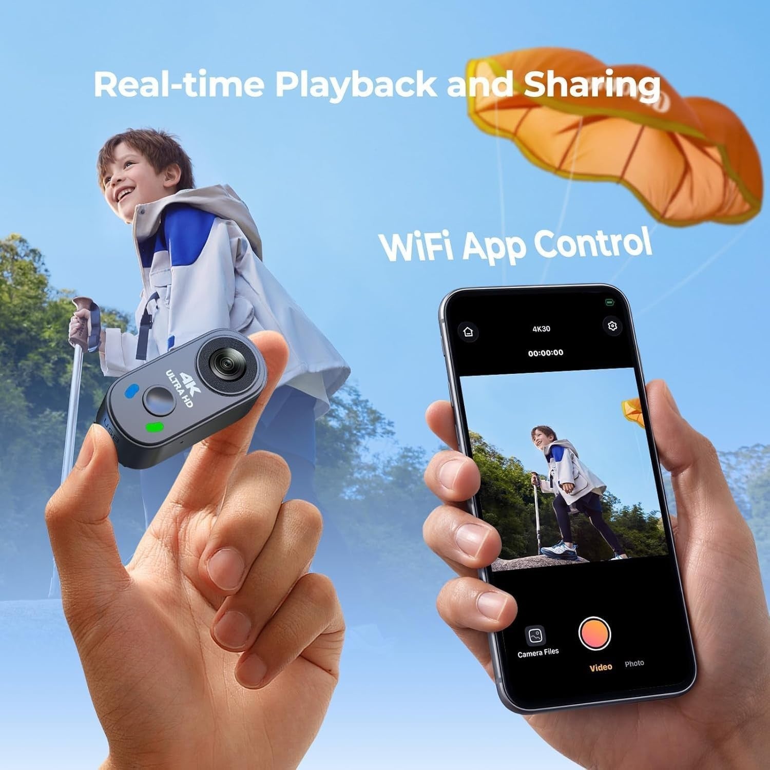 4K Mini Body Camera WiFi POV Action Cam w/64GB Charging Case