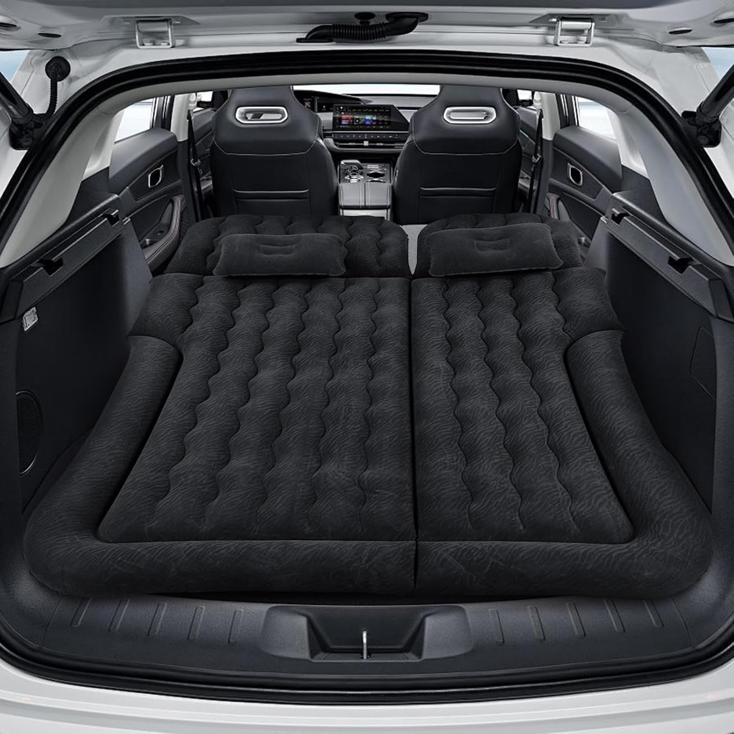 Inflatable Car Air Mattress 174×126CM PVC Flocking Travel Bed