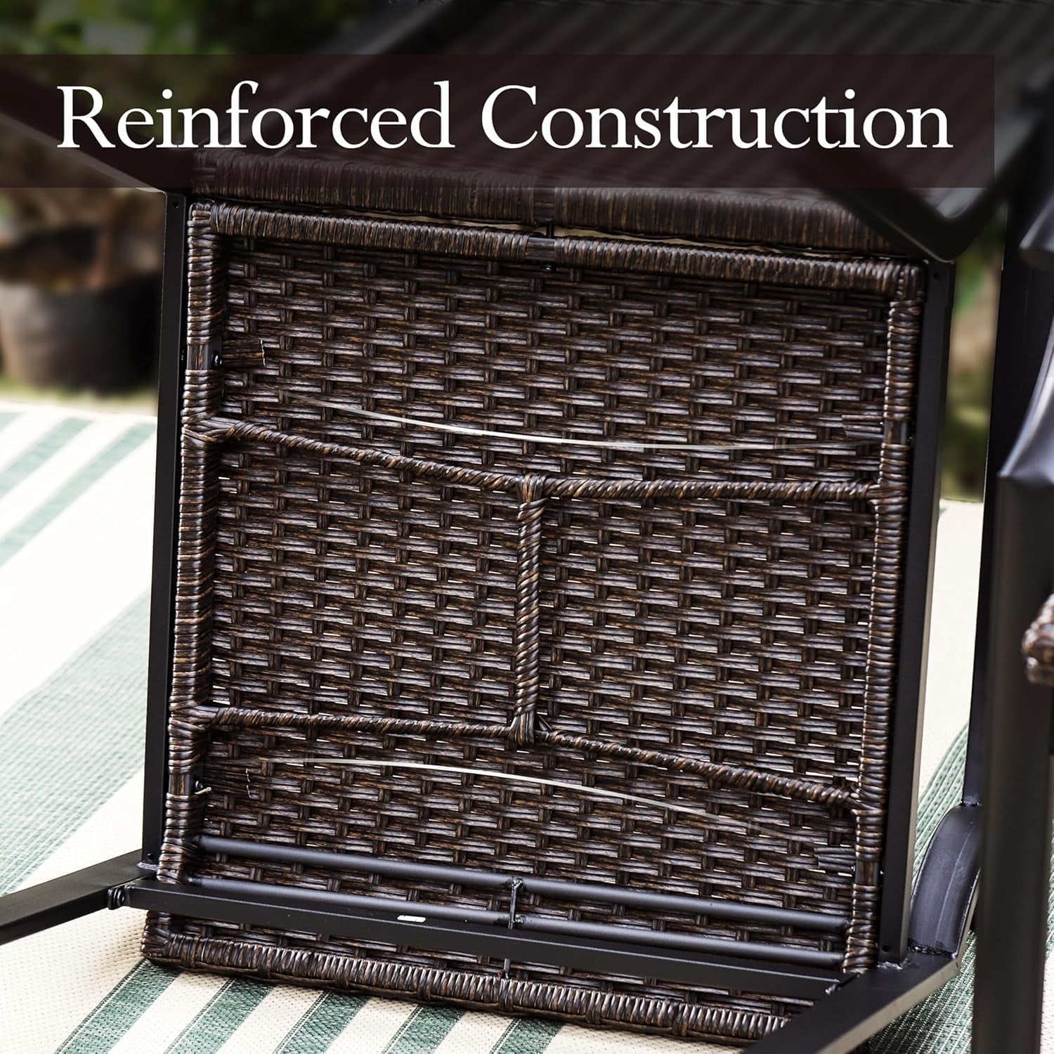 High Back Outdoor Rattan Dining Chairs Set of 2 Weatherproof Patio Seating
