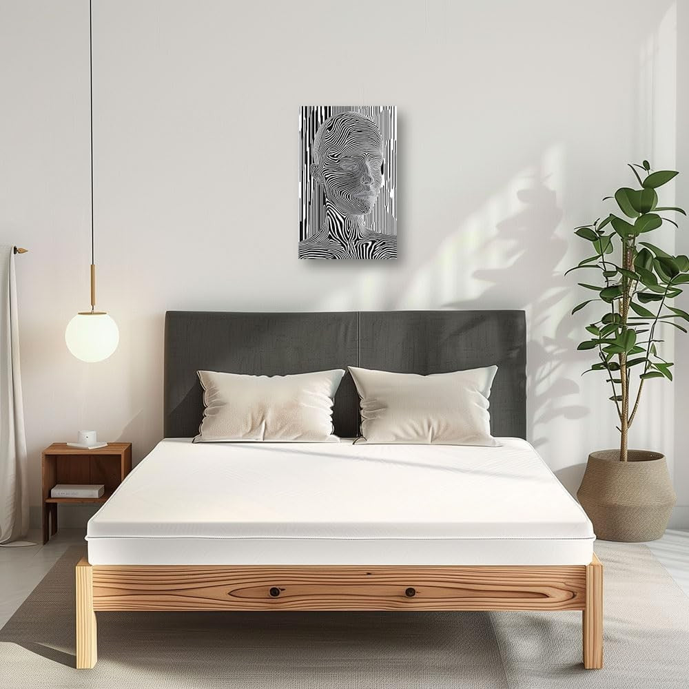 Abstract Optical Illusion Face Canvas 45x30cm Black White