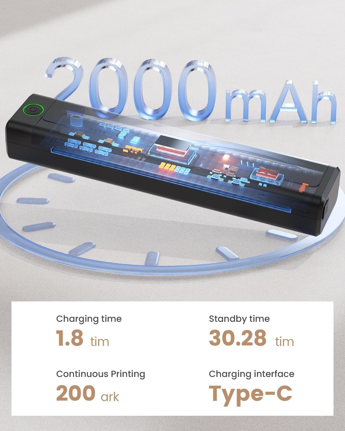 A4 Portable Thermal Printer Inkless Bluetooth for iOS Android