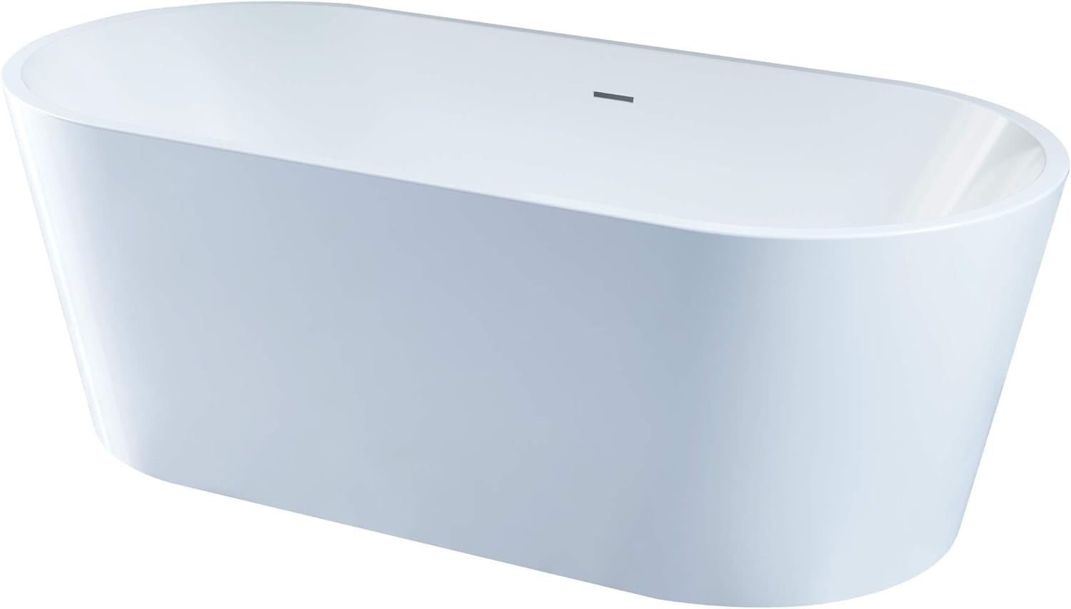 1700x800mm Round Freestanding Acrylic Bath White Luxury Soaking Tub