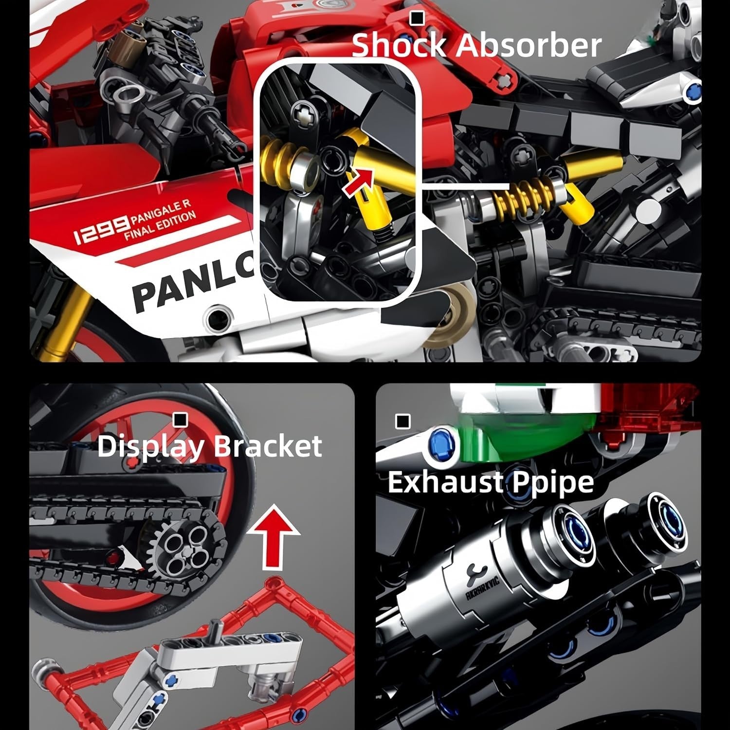 803-Piece Motorcycle Building Kit with Realistic Details & Safe ABS Plastic