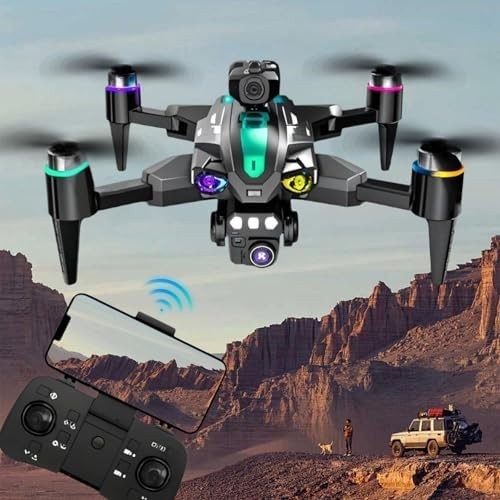 4K Foldable Drone Dual HD Cameras Obstacle Avoidance Brushless Motor Black