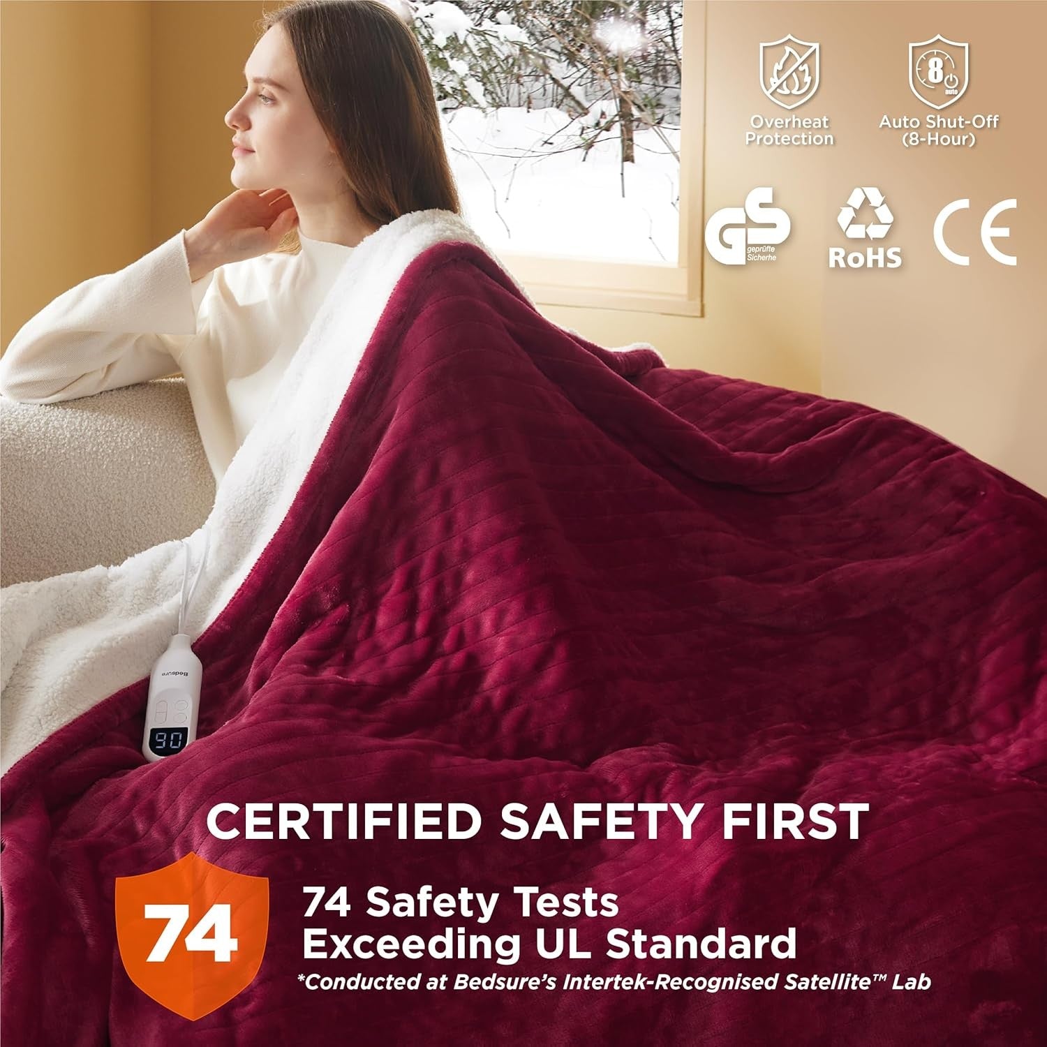 Electric Heated Throw Blanket Ultra Soft Flannel 6 Heat Timer Overheat