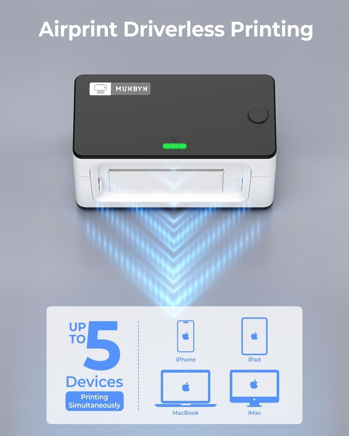 White Wi-Fi Thermal Label Printer AirPrint 4x6