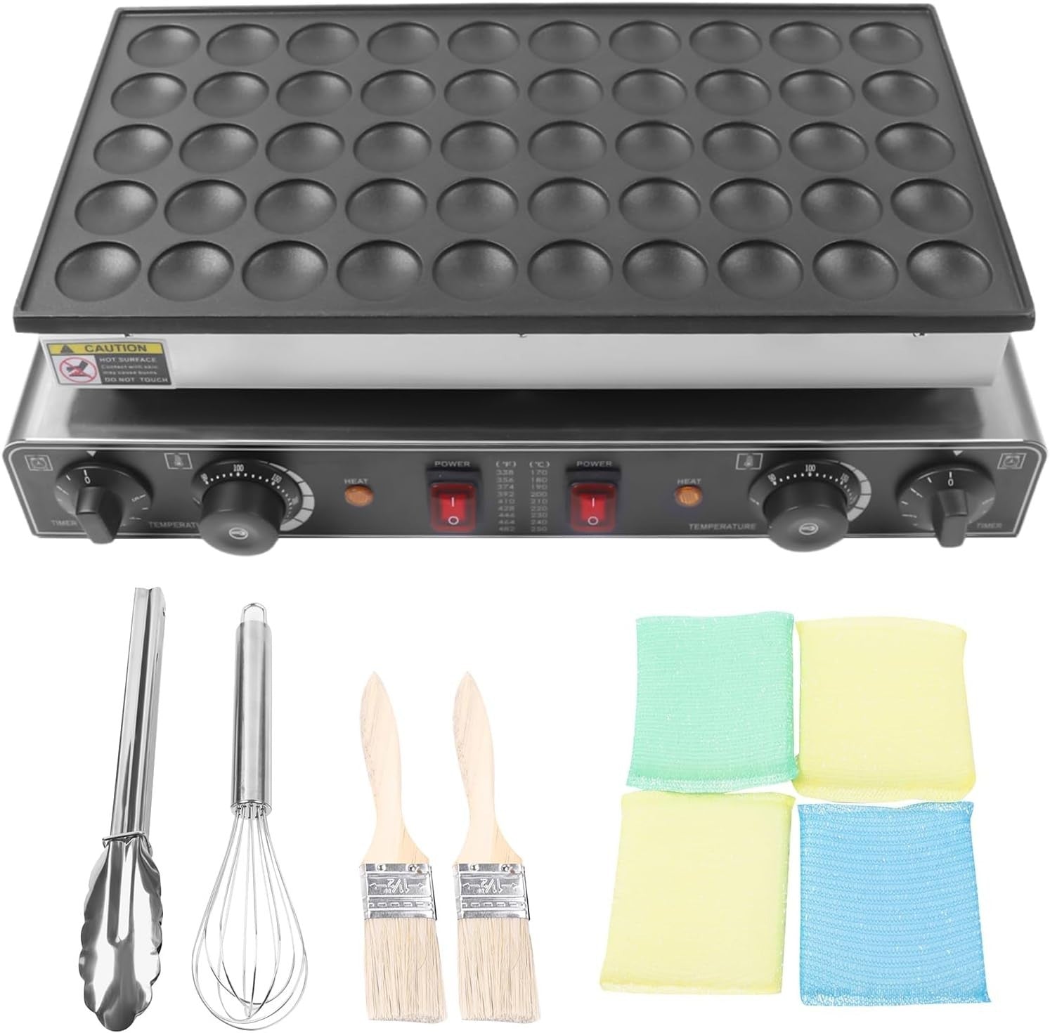 Commercial 50-Hole Dutch Pancake Maker 1700W Non-Stick Poffertjes Waffle Machine