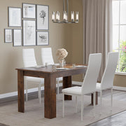 Modern PU Leather Dining Table Set 4 Chairs, 112x80cm Kitchen Table, Sturdy