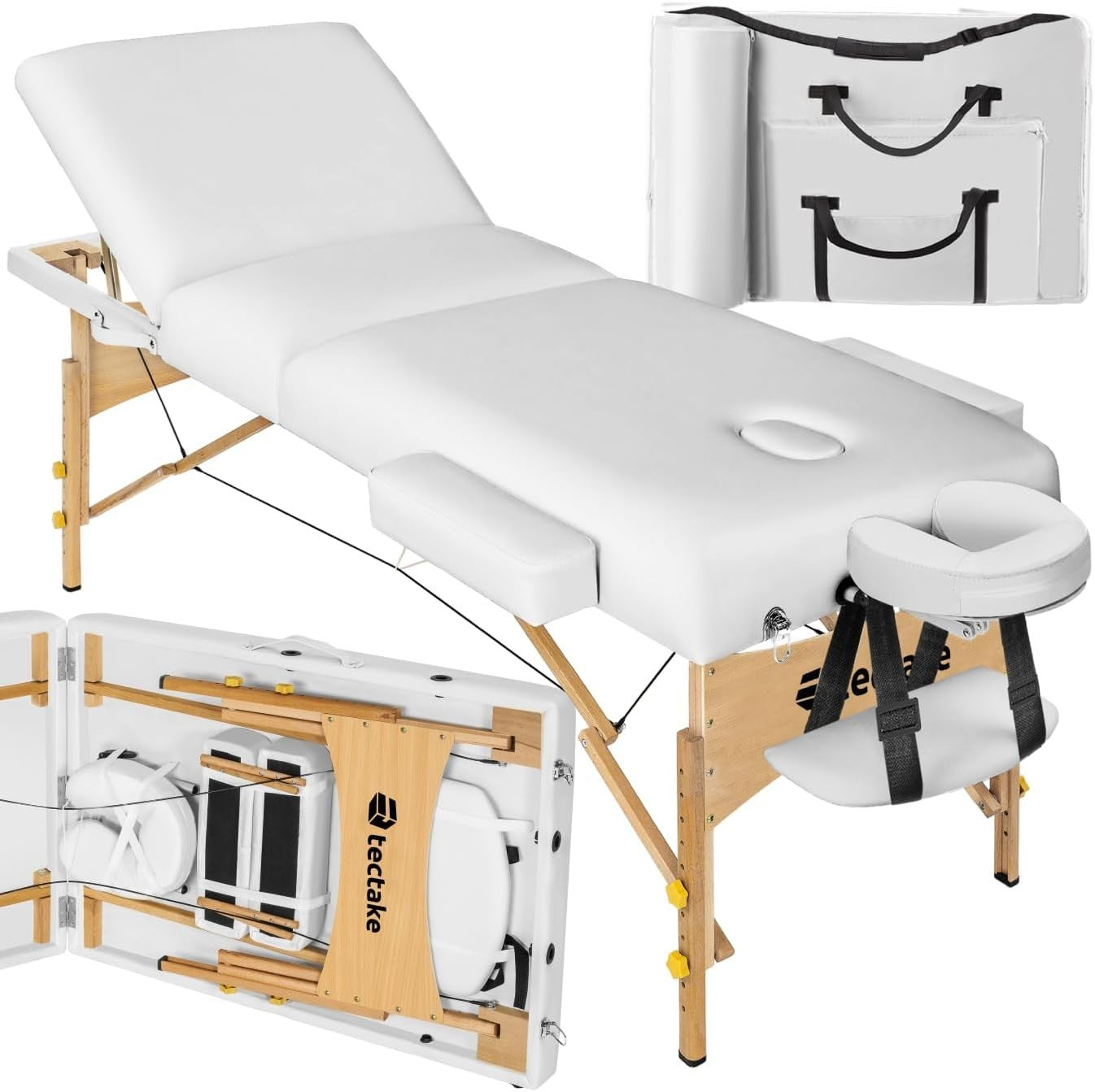 Portable Adjustable Massage Beauty Bed Foldable Spa Therapy Table 70cm White