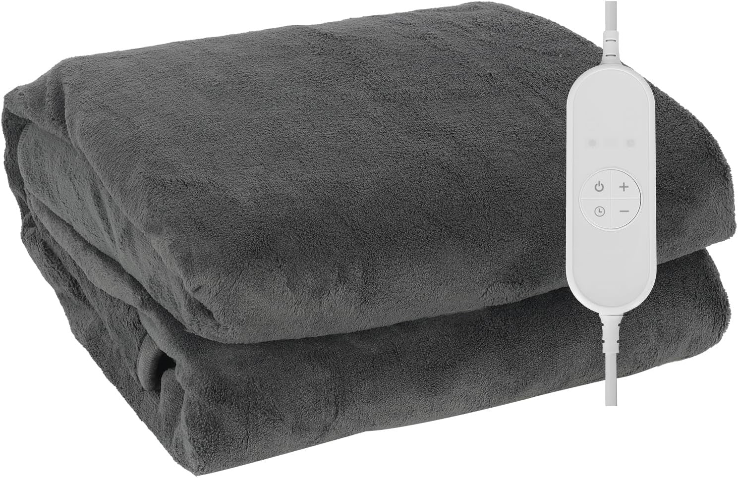 Electric Heated  Grey Throw Blanket 9 Heat Levels Timer Washable 180x130cm