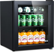 48L Mini Fridge Glass Door Compact Beverage Cooler Black