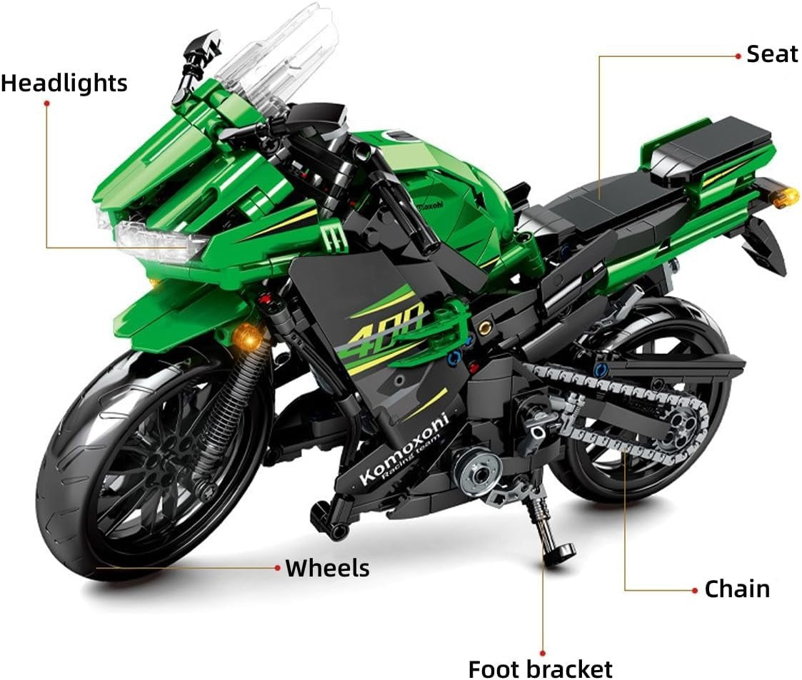 862 Pcs Motorcycle Model Kit, Realistic Design, Easy Build for Kids & Adults